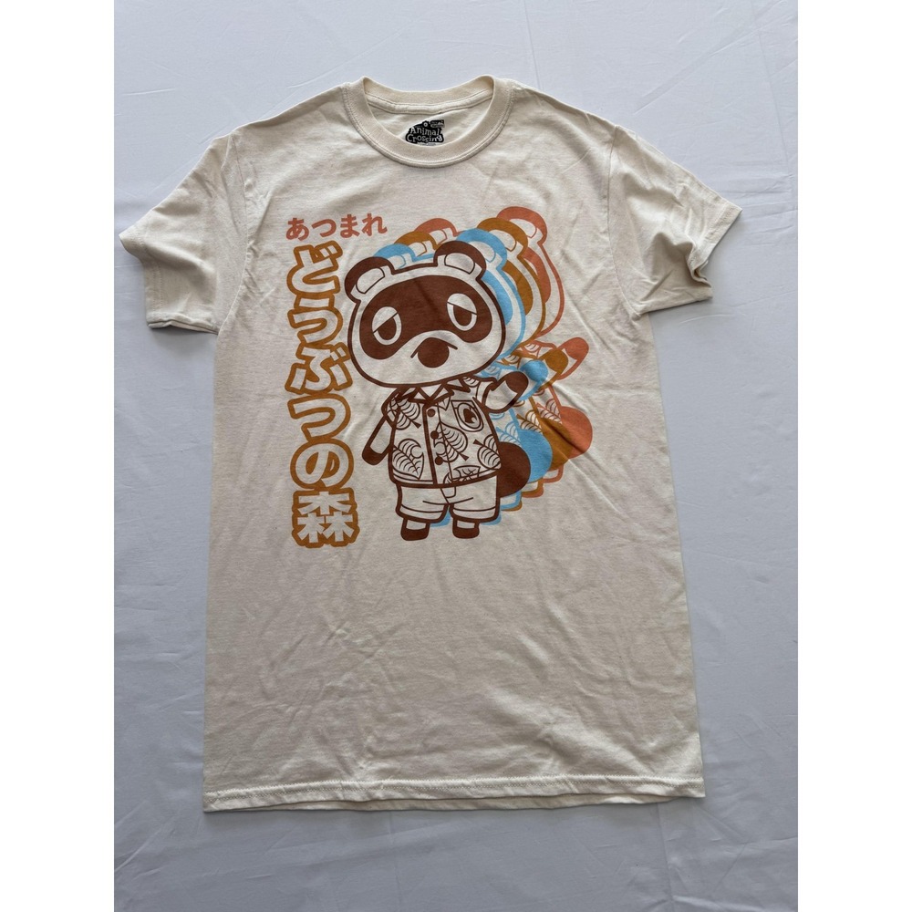 Animal Crossing Shirt Mens Small White Tom Nook New Horizons Graphic Tee Anime